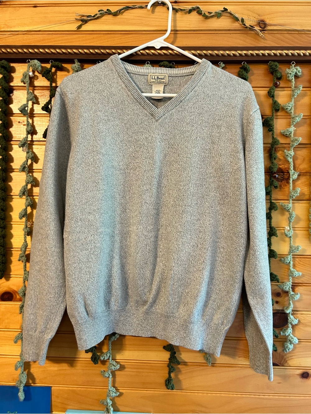 L.L. Bean Men's V-Neck Sweater in Light Gray